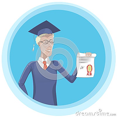 Graduate with diploma illustration Stock Photo