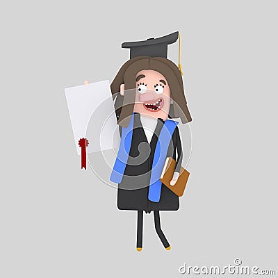 Graduate girl with diploma paper Stock Photo