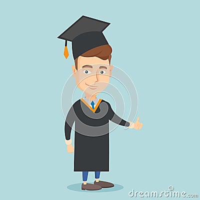 Graduate giving thumb up vector illustration. Vector Illustration