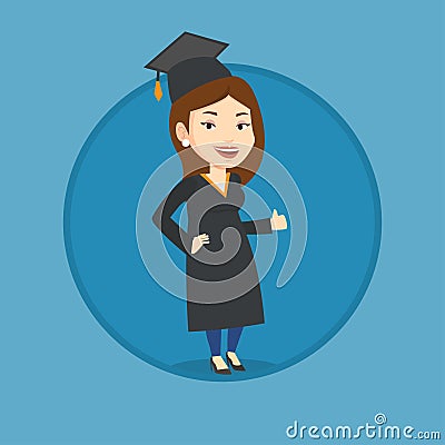 Graduate giving thumb up vector illustration. Vector Illustration