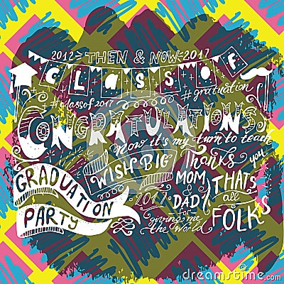 Graduate Greeting card with lettering Vector Illustration