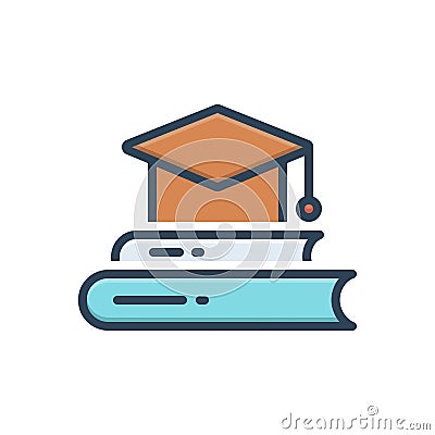 Color illustration icon for graduate, diploma and get one`s diploma Cartoon Illustration