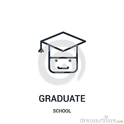 graduate icon vector from school collection. Thin line graduate outline icon vector illustration. Linear symbol for use on web and Vector Illustration