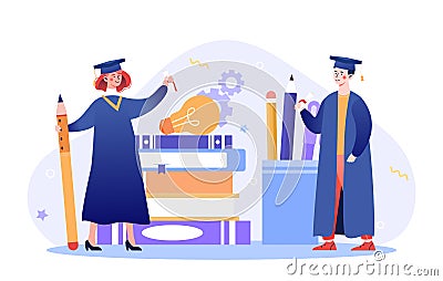 Graduate people celebrate concept Vector Illustration