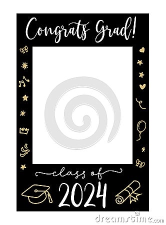 Graduate photo booth frame. Vector Illustration