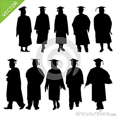 Graduate silhouettes vector Vector Illustration