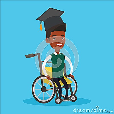 Graduate sitting in wheelchair vector illustration Vector Illustration