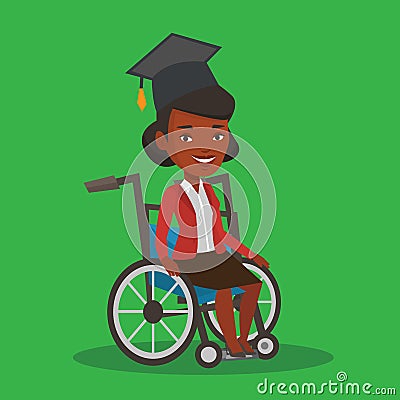 Graduate sitting in wheelchair vector illustration Vector Illustration