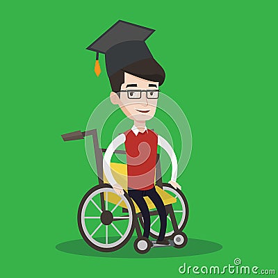 Graduate sitting in wheelchair vector illustration Vector Illustration