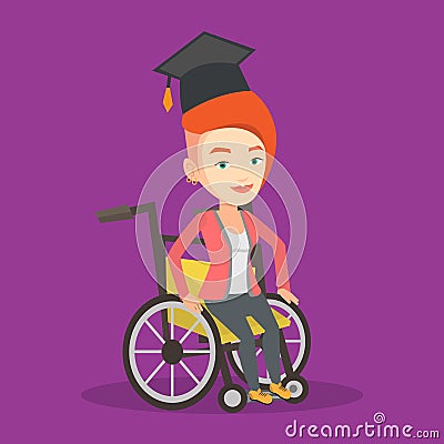 Graduate sitting in wheelchair vector illustration Vector Illustration