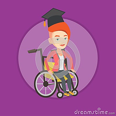 Graduate sitting in wheelchair vector illustration Vector Illustration