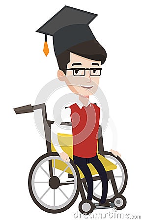 Graduate sitting in wheelchair vector illustration Vector Illustration