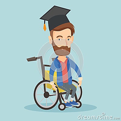 Graduate sitting in wheelchair vector illustration Vector Illustration