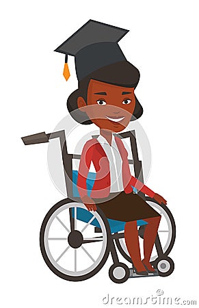 Graduate sitting in wheelchair vector illustration Vector Illustration