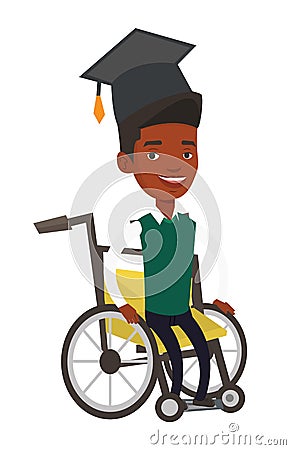 Graduate sitting in wheelchair vector illustration Vector Illustration