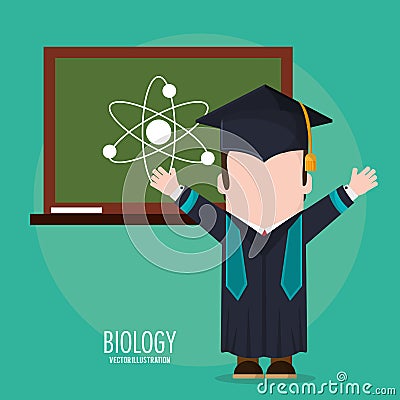 Graduate student biology board class Vector Illustration