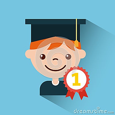 Graduate student happy Vector Illustration