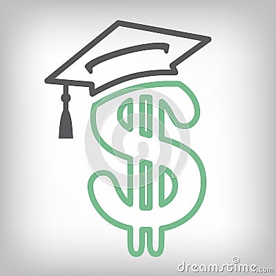 Graduate Student Loan Icon - Student Loan Graphics for Education Financial Aid or Assistance, Government Loans, and Debt Vector Illustration