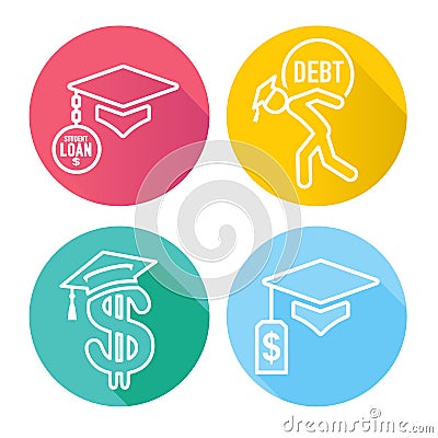 Graduate Student Loan Icons Vector Illustration