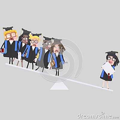 Graduate students group balance Stock Photo