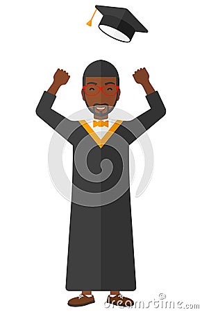 Graduate throwing up his hat Vector Illustration