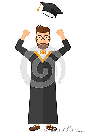 Graduate throwing up his hat Vector Illustration