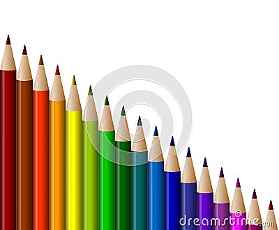 Graduated colored pencils Stock Photo