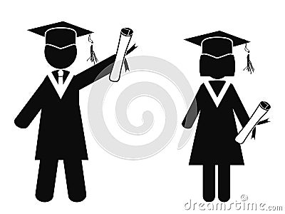 Graduated stick figures Vector Illustration