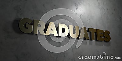 Graduates - Gold text on black background - 3D rendered royalty free stock picture Stock Photo