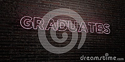 GRADUATES -Realistic Neon Sign on Brick Wall background - 3D rendered royalty free stock image Stock Photo