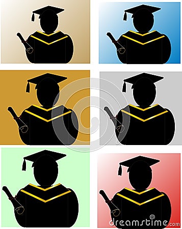 Graduates silhouettes Vector Illustration