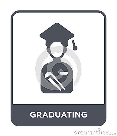 graduating icon in trendy design style. graduating icon isolated on white background. graduating vector icon simple and modern Vector Illustration