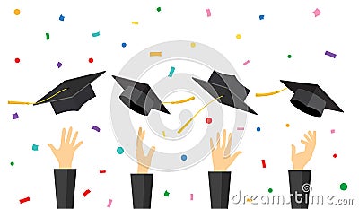 Graduating students of pupil hands Vector Illustration