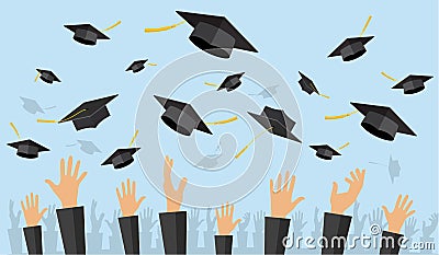 Graduating students of pupil hands Vector Illustration
