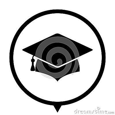 Graduation cap - black icon Vector Illustration