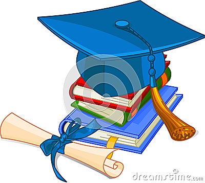 Graduation cap and diploma Vector Illustration