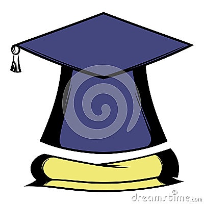 Graduation cap and diploma icon Vector Illustration