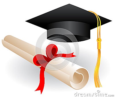 Graduation cap and diploma Vector Illustration