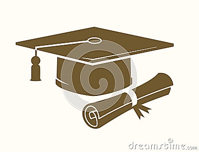 Graduation cap and diploma Vector Illustration