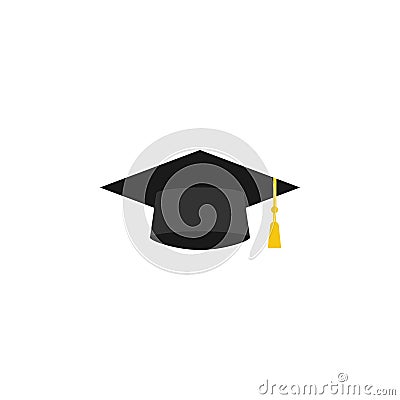 Graduation cap flat icon, education high school Vector Illustration