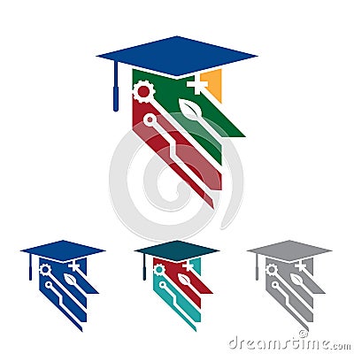 Graduation Cap Hat Stem Success Student Logo Illustration Vector Illustration