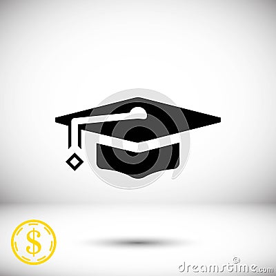 Graduation cap icon stock vector illustration flat design Vector Illustration