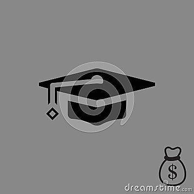 Graduation cap icon stock vector illustration flat design Vector Illustration