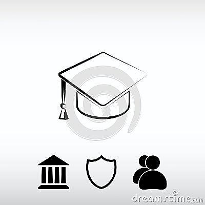 Graduation cap icon, vector illustration. Flat design style Vector Illustration