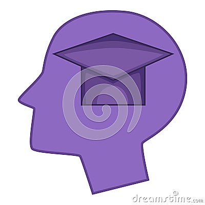 Graduation cap inside human head icon Vector Illustration