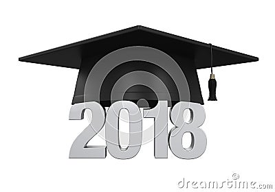 2018 Graduation Cap Isolated Stock Photo