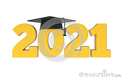 2021 Graduation Cap Isolated Stock Photo