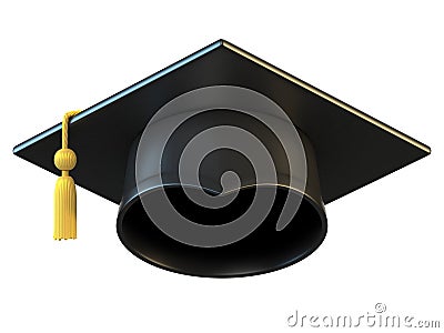 Graduation Cap isolated on white background 3d rendering Cartoon Illustration