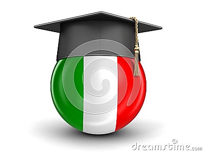 Graduation cap and Italian flag Stock Photo