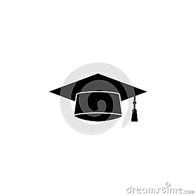 Graduation cap solid icon, education high school Vector Illustration